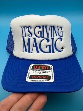 OTTO Blue and White Trucker Hat "It's Giving Magic"